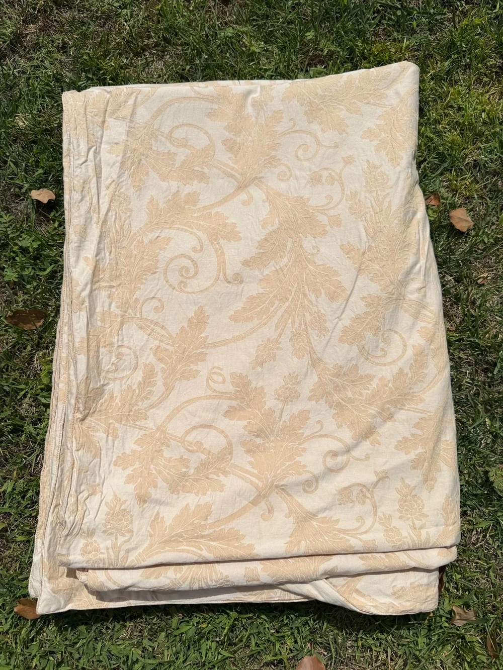 Pure Natural Silk Jacquard Duvet Cover Cream Champagne Zip Closure 65x88 GUC